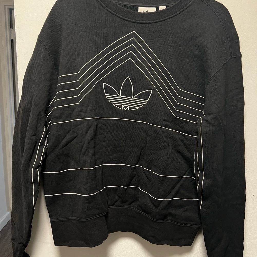 Adidas Black Sweatshirt with Trefoil Logo and Geometric Design